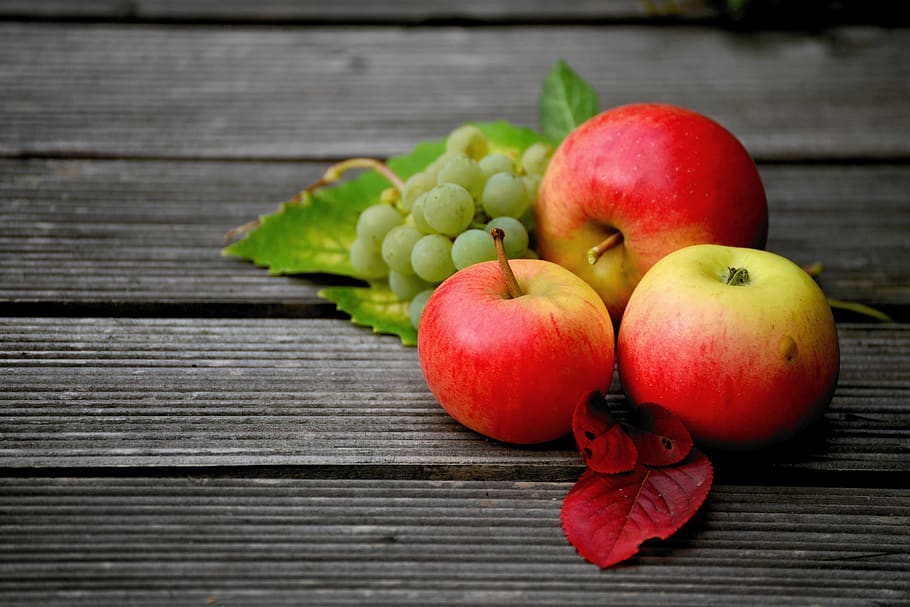 apple, grapes, fruit, harvest, fresh autumn, healthy, eat, food HD wallpaper