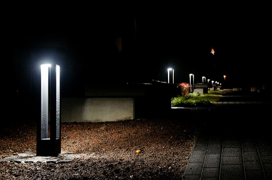 stuttgart, city, night, lights, track, illuminated, lighting equipment HD wallpaper