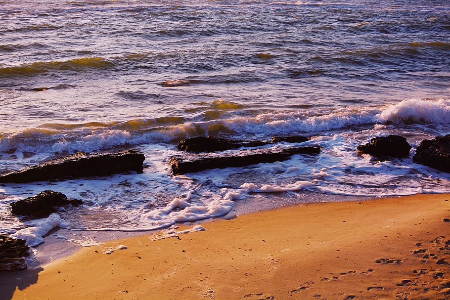 beach line wallpaper, water, sea, land, motion, wave, beauty in nature HD wallpaper