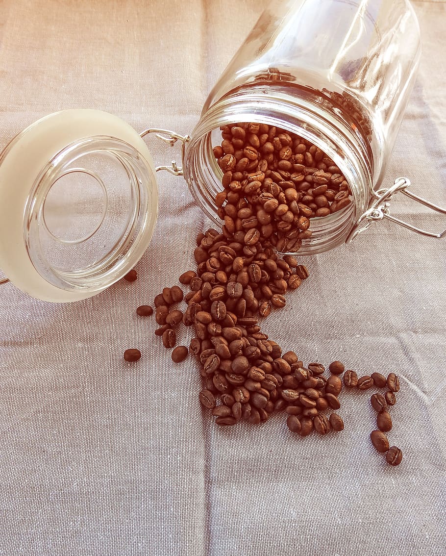coffee, beans, jar, glass, heart, shape, vintage, food and drink HD wallpaper
