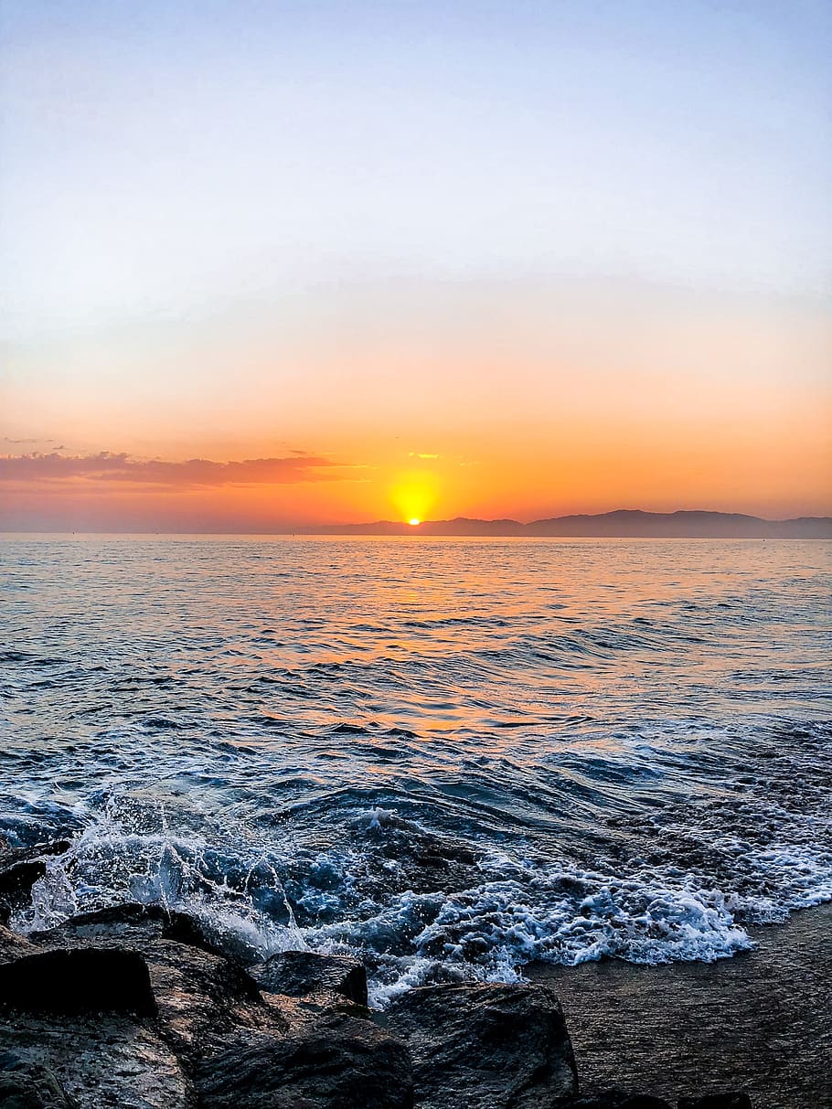 seashore during sunset, los angeles, coast, ocean, water, united states HD wallpaper