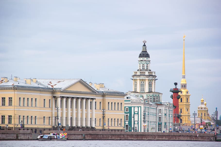 petersburg, st, rostral, russia, island, historical, sculpture, HD wallpaper