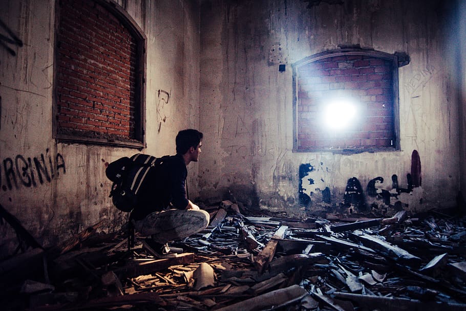 factory, abandoned, ruins, light, one person, architecture HD wallpaper