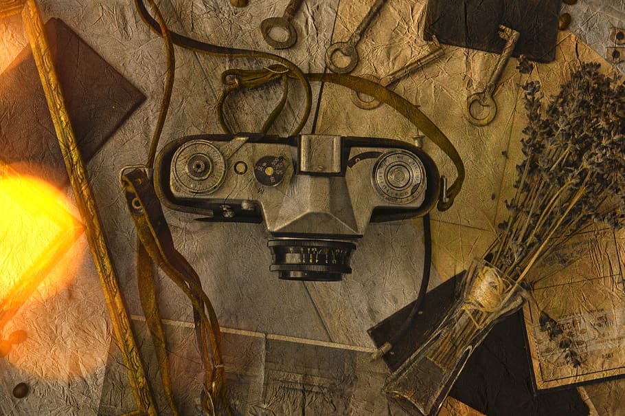 old, wood, background, rustik, photo montage, camera, photographer HD wallpaper