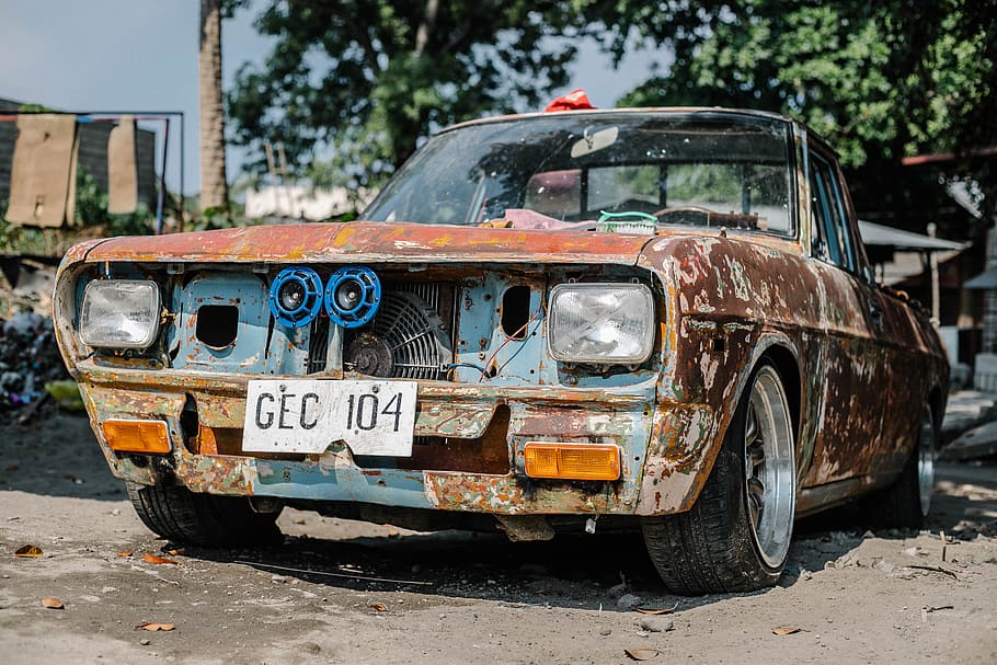 Classic Red Vehicle, abandoned, accident, aged, automobile, automotive HD wallpaper