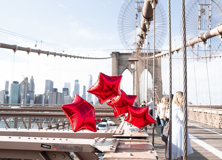 four red star balloons, architecture, built structure, building exterior HD wallpaper