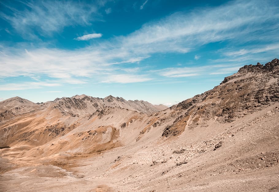 Photo of Brown Hills Under Blue Sky, arid, desert, dry, geology HD wallpaper