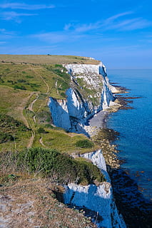 white cliffs, coast, dover, sky, beauty in nature, blue, water HD wallpaper