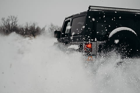 black vehicle, nature, outdoors, snow, transportation, truck HD wallpaper
