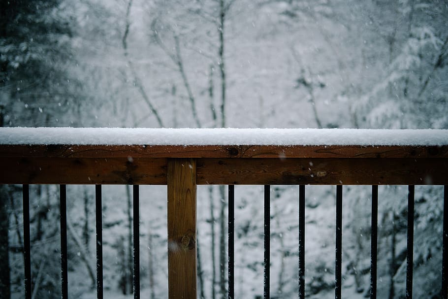 rail covered with snow, winter, cold temperature, no people, railing HD wallpaper