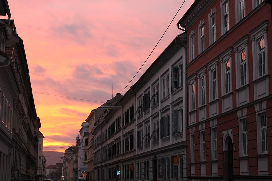 austria, graz, architecture, building exterior, sunset, built structure HD wallpaper