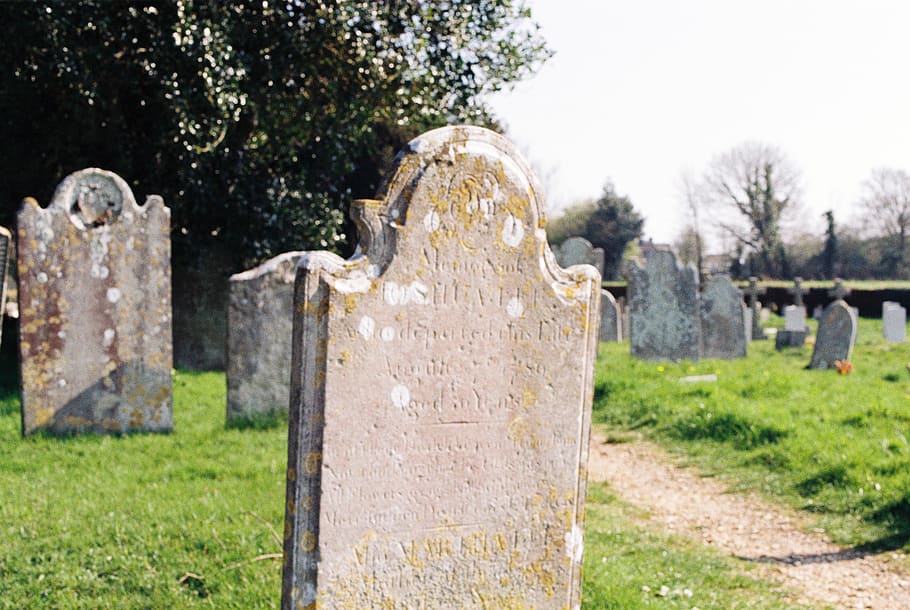 Gravestones, tomb, tombstone, film photo, 35mm, film scan, analog HD wallpaper