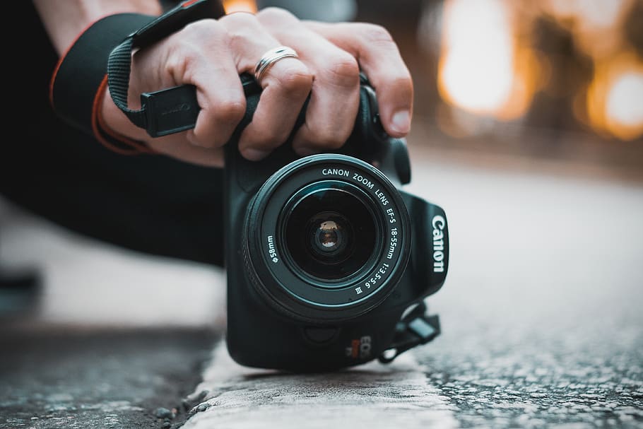 Close-Up Photo of Canon Dslr Camera, aperture, blur, camera lens HD wallpaper