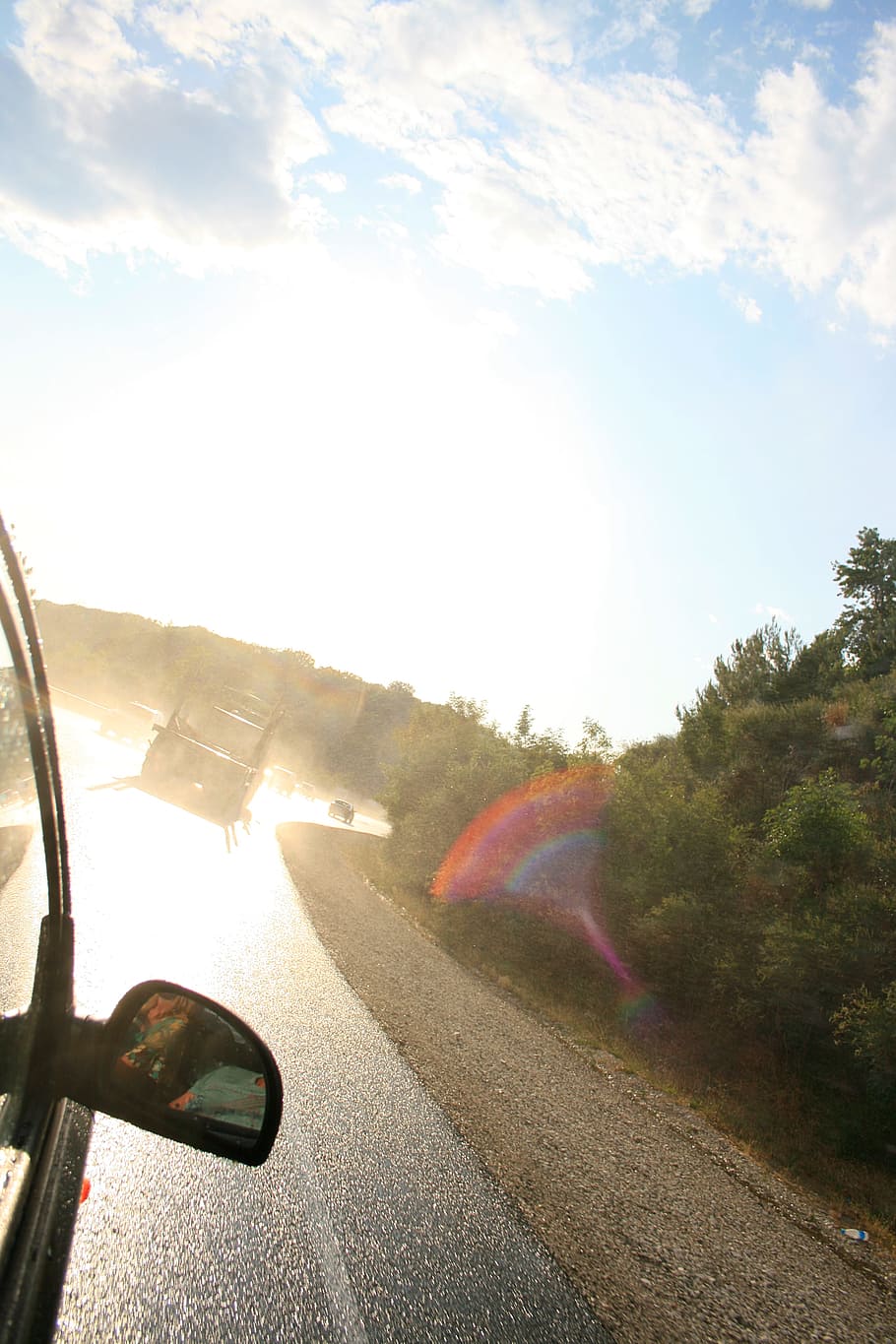 sun, car, beams, sunshine, day, travel, transportation, road HD wallpaper