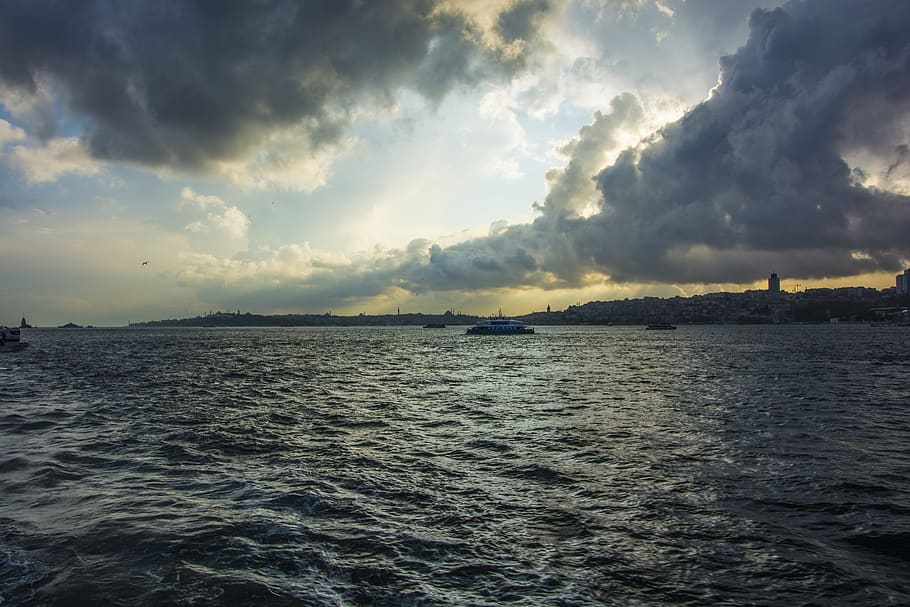 sunset, istanbul, sky, landscape, turkey, solar, beach, clouds HD wallpaper