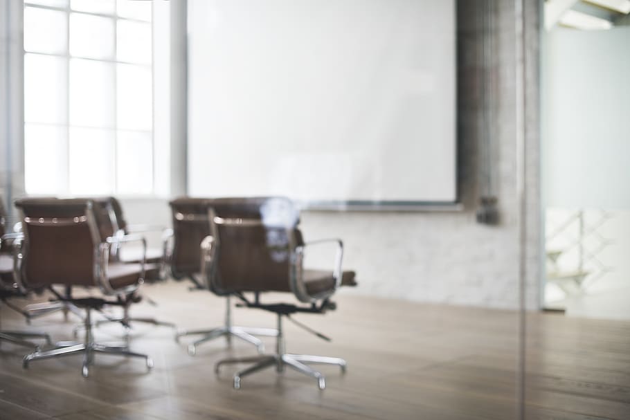 room, chairs, presentation, white board, windows, floor, office HD wallpaper