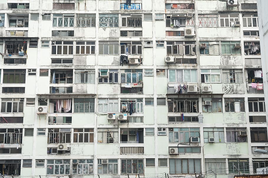 white painted building, home decor, town, high rise, city, urban HD wallpaper