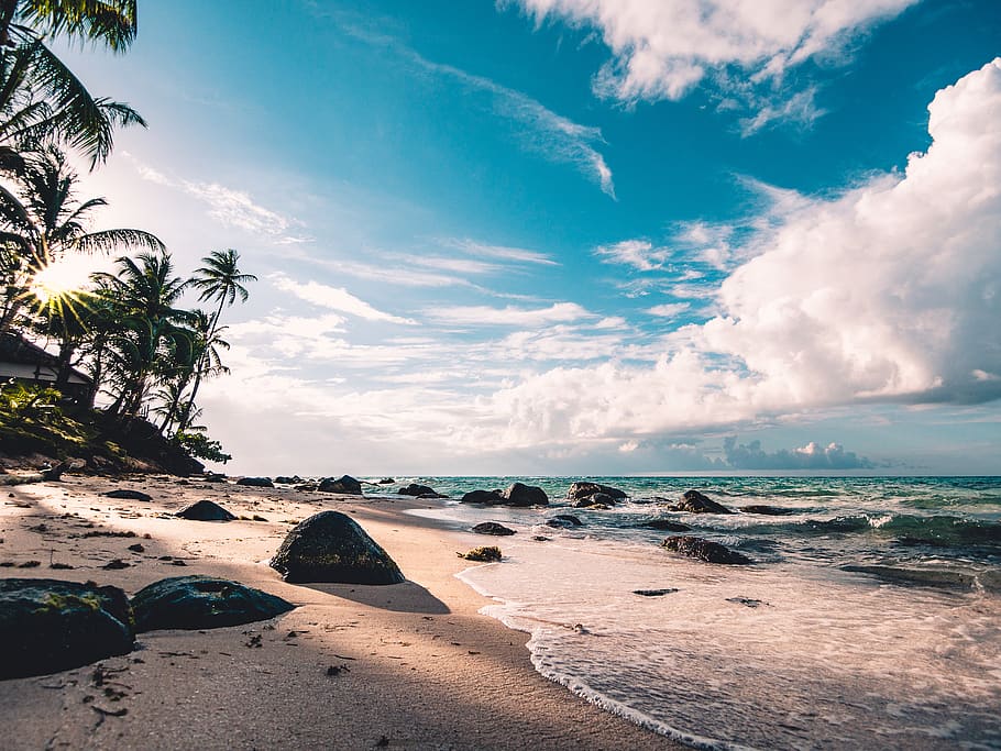 Seaside, beach, clouds, daytime, HD wallpaper, nature, ocean HD wallpaper