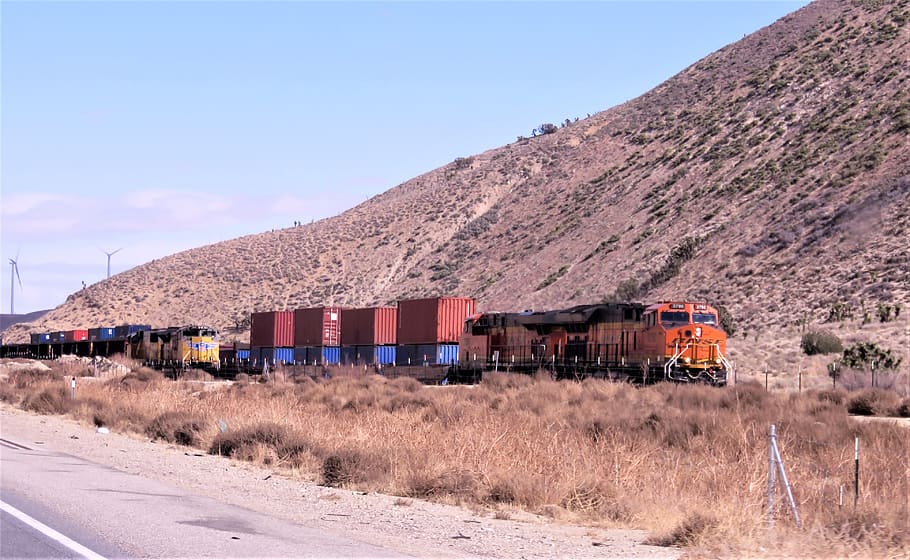 trains, transportation, mode of transportation, sky, mountain HD wallpaper