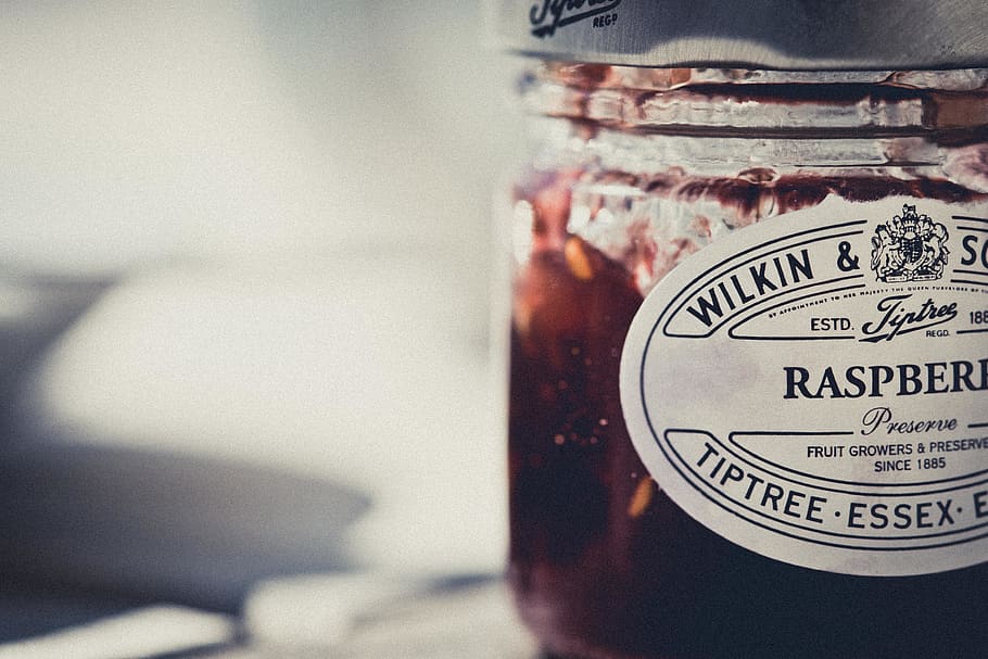 Raspberry Bottle in Close-up Photo, jam, preserve, preserved fruit HD wallpaper