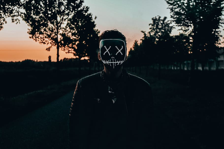 Photo of Man Wearing Mask, blur, creepy, dark, dawn, depth of field, HD wallpaper
