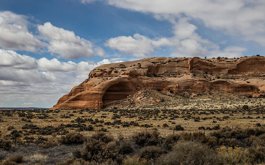sky, landscape, desert, cloud - sky, rock, rock formation, tranquil scene HD wallpaper