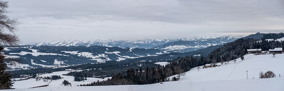 winter, snow, landscape, mountains, hill, valleys, wintry, nature HD wallpaper