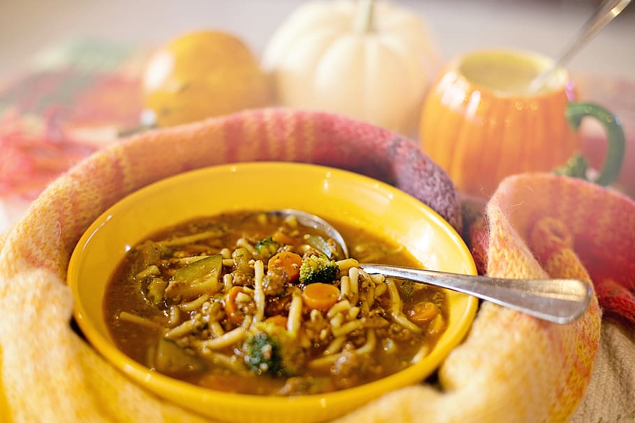 soup, cozy, fall, autumn, relax, cosy, lunch, dinner, orange, HD wallpaper