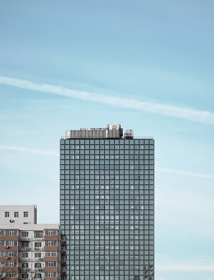 curtain wall building, office building, urban, town, city, high rise HD wallpaper