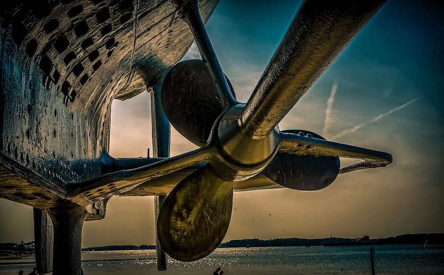 u boat, screw, propeller, metal, iron, coast, sea, baltic sea, HD wallpaper