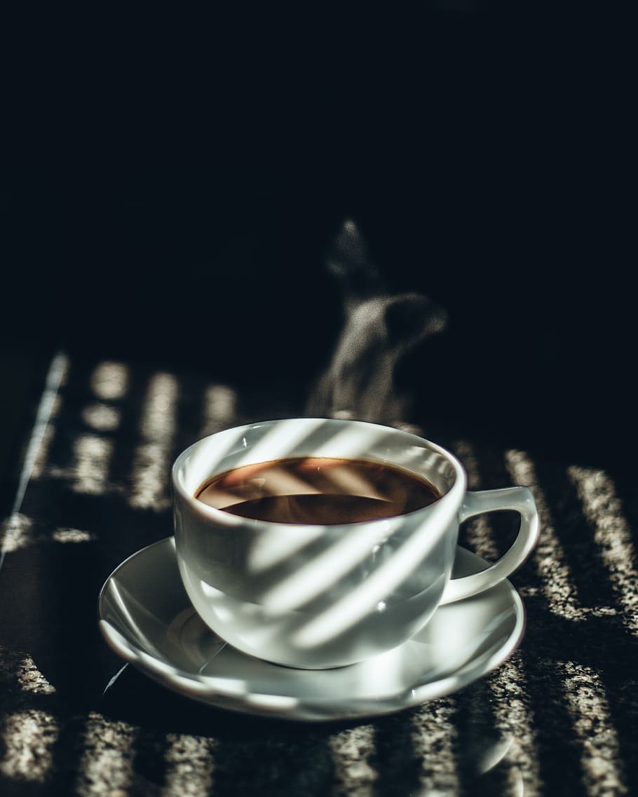 white teacup filled with tea, coffee, food and drink, mug, coffee cup HD wallpaper