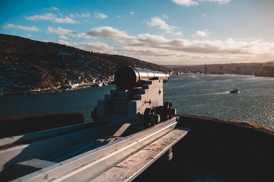 weaponry, cannon, waterfront, port, pier, dock, transportation HD wallpaper