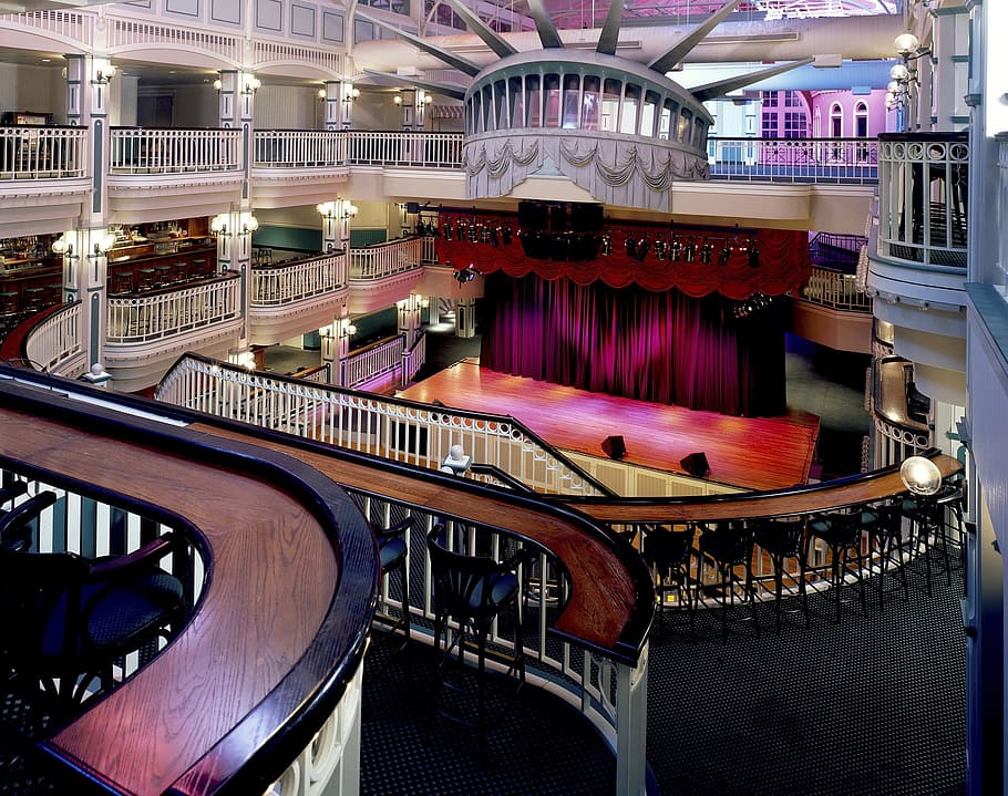 inside, auditorium, urban, construction, architecture, keep HD wallpaper