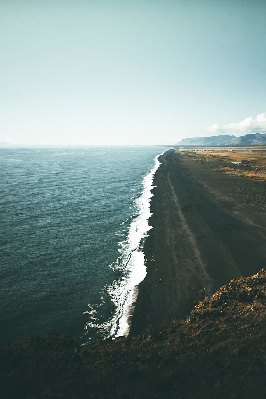 landscape photography of seashore, beach, sand, wave, black sand HD wallpaper
