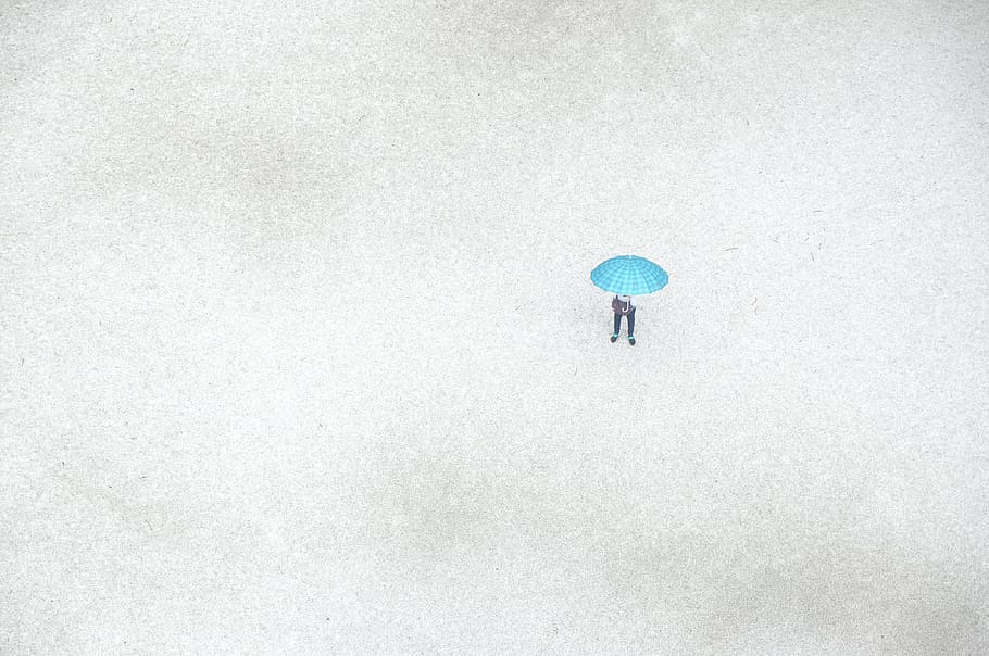 umbrella, blue, art, cold temperature, protection, snow, security HD wallpaper