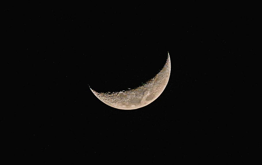 moon, half moon, sky, space, blue, night, moonlight, clouds HD wallpaper