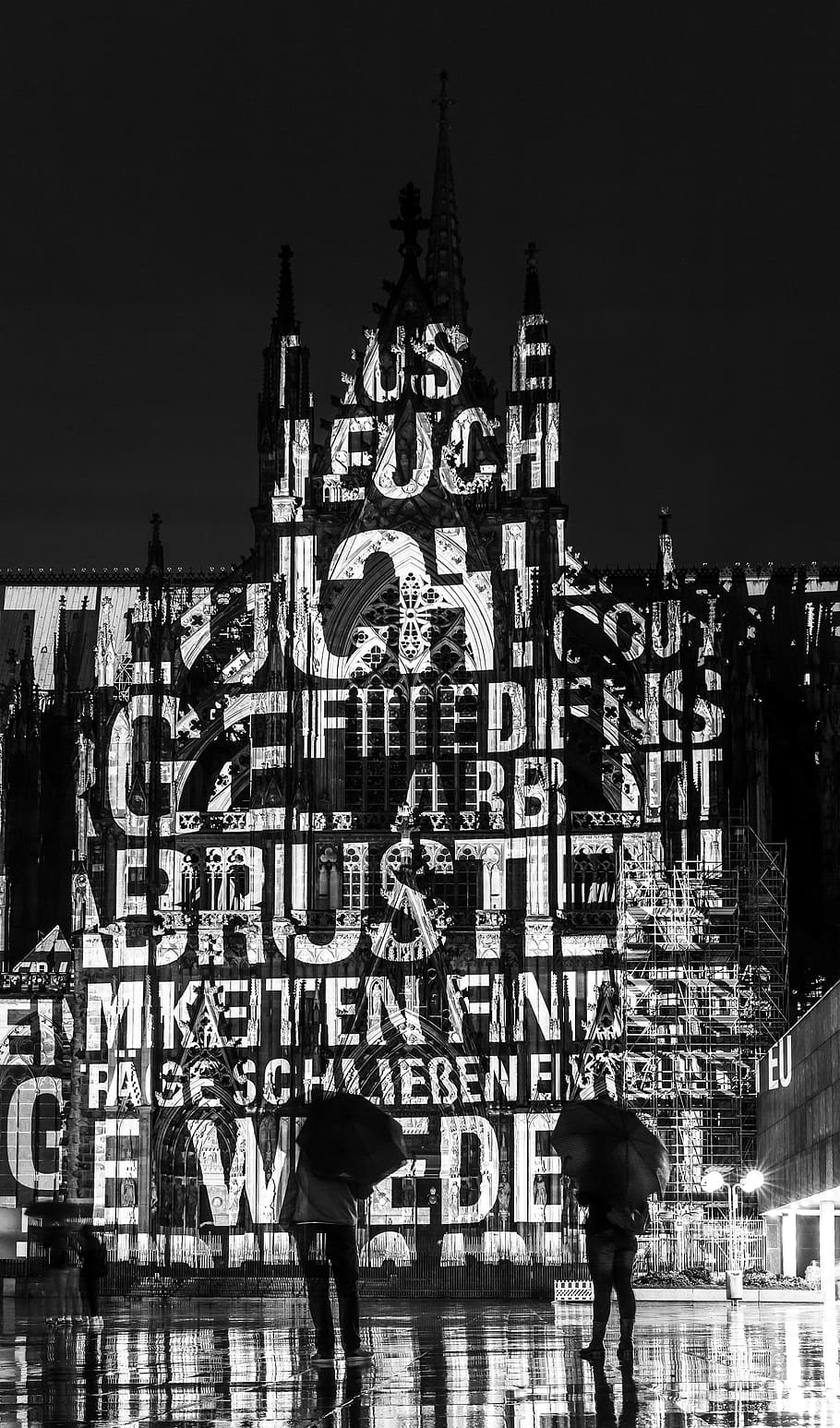 grayscale photography of concrete structure, cologne, gothic HD wallpaper
