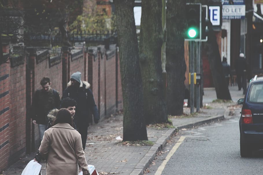 people, real people, city, street, rear view, men, architecture HD wallpaper