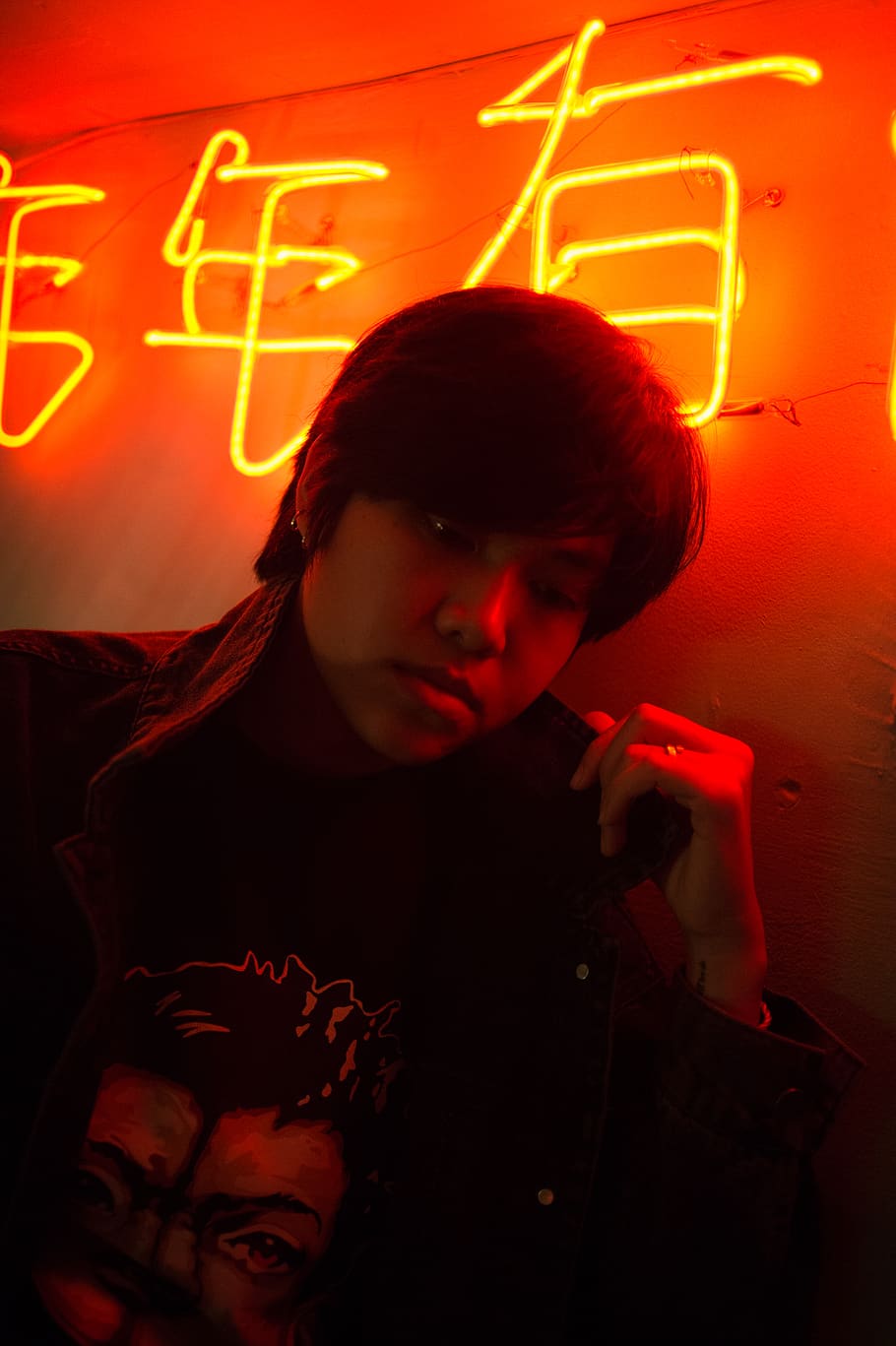 Person Near Neon Light Signage, man, pose, posing, child, one person HD wallpaper
