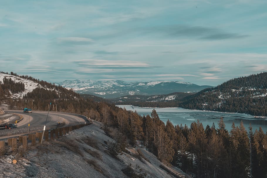 donner lake, united states, truckee, mountains, water, ice