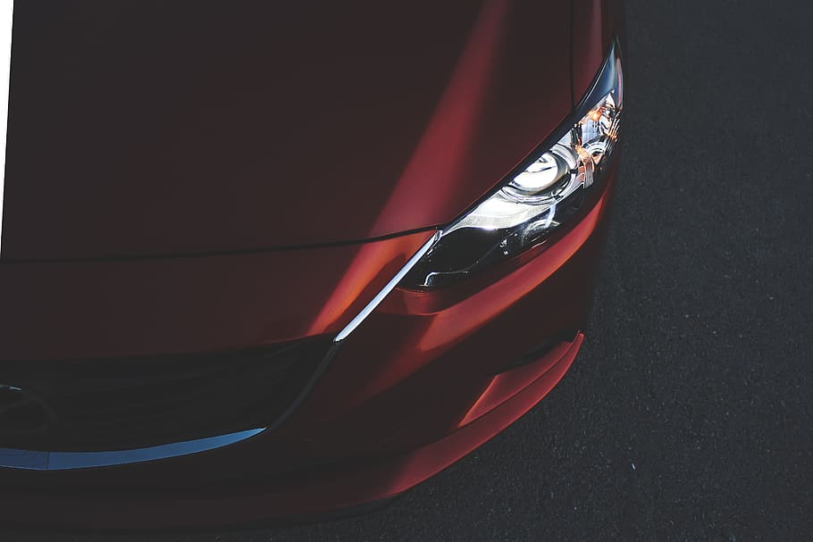red vehicle headlight, car, united states, texas, emblem, mazda HD wallpaper