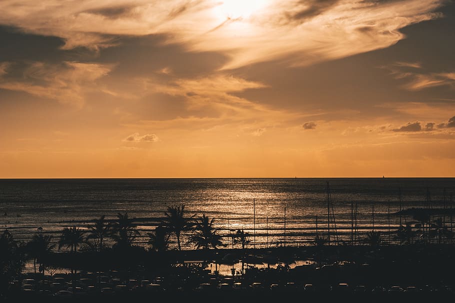 Huge Body Of Water, beach, dawn, dusk, hawaii, hawaiian, honolulu HD wallpaper
