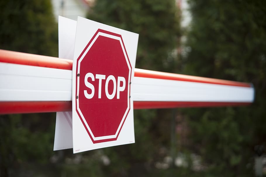 stop, road, warning, sign, stand, barrier, gate, traffic sign, HD wallpaper
