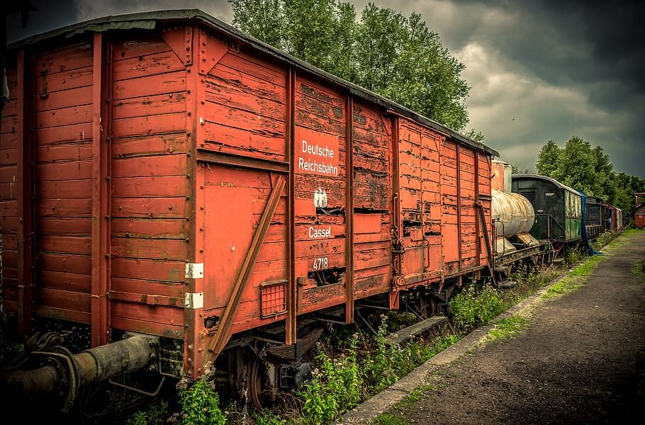 reichsbahn, boxcar, dare, railway, rails, transport, old, weathered, HD wallpaper