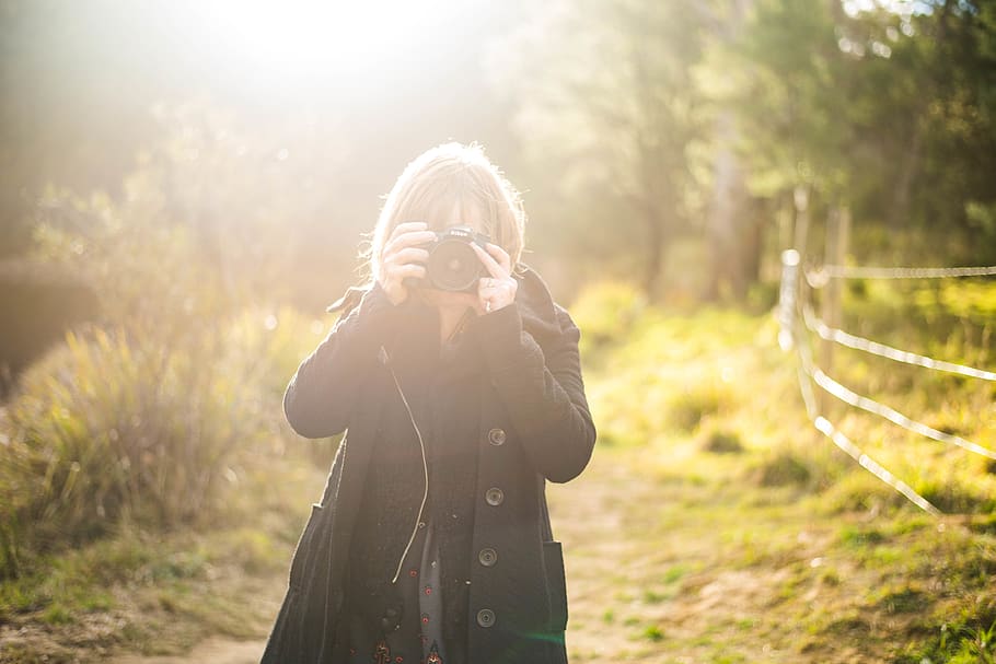 light, backlit, sun, green, orange, photo, photographer, camera HD wallpaper