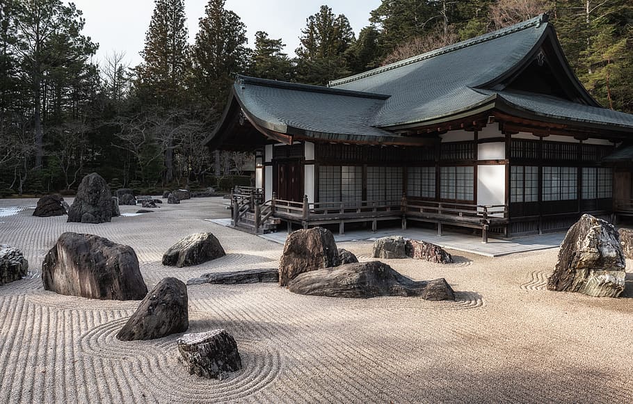 Japanese Garden wall murals, building, architecture, temple, worship