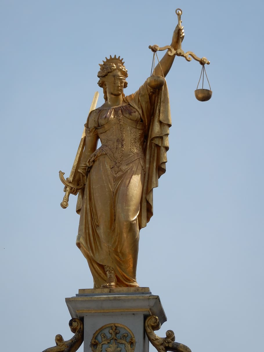 lady, liberty, balance, gold, justice, war, equality, statue, HD wallpaper
