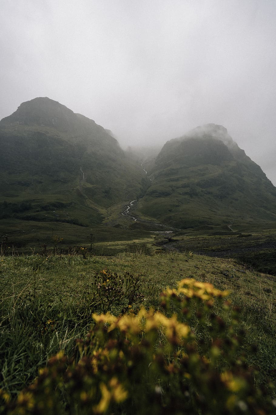 Mountain Under White Sky, ballachulish, cloudy, cold, cropland HD wallpaper