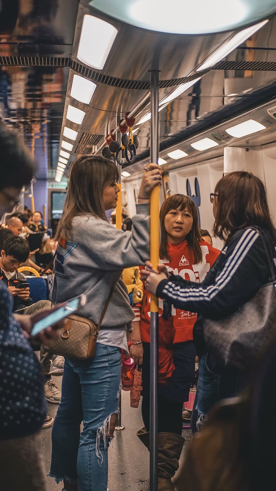 people inside train, group of people, women, real people, lifestyles HD wallpaper
