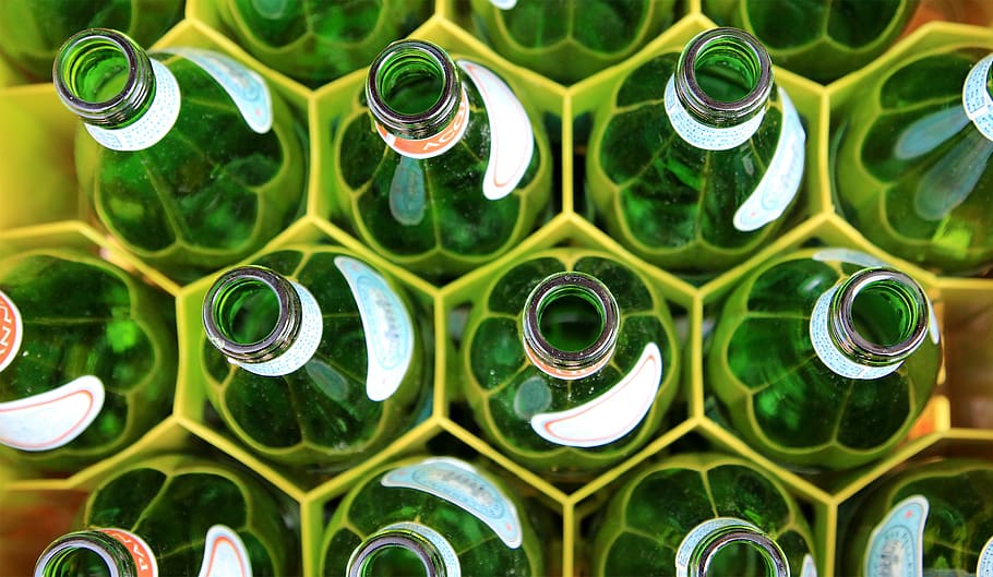 beverage, green, empty, bottle, hole, green color, backgrounds HD wallpaper